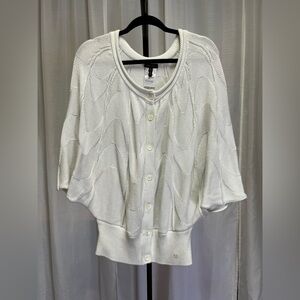 Escada white sweater cardigan 100% cotton | size Large